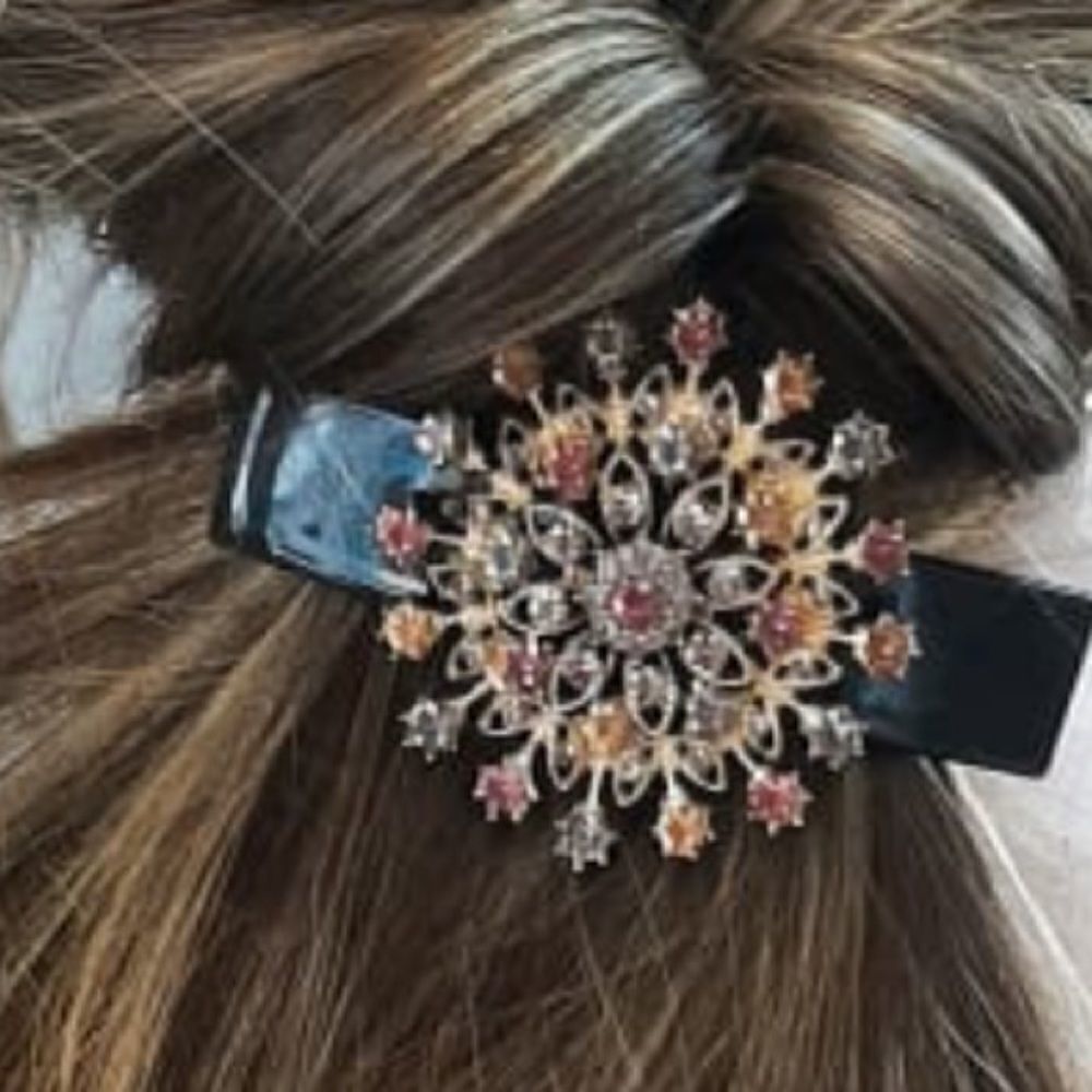 Hair Pin Mandala crystals colorful Dona black pin top quality Ipsy bag NWT - Picture 2 of 4